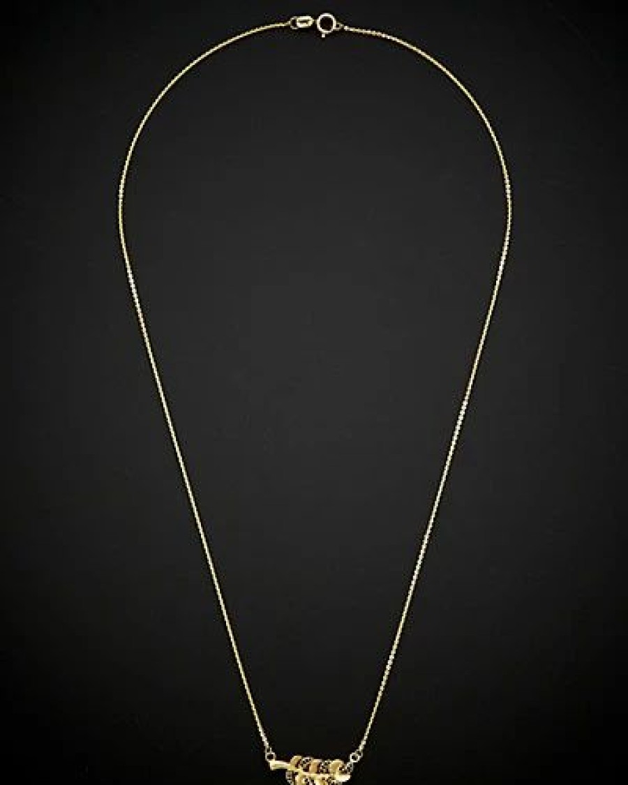 Necklaces * | 14K Italian Gold Feather Necklace Women