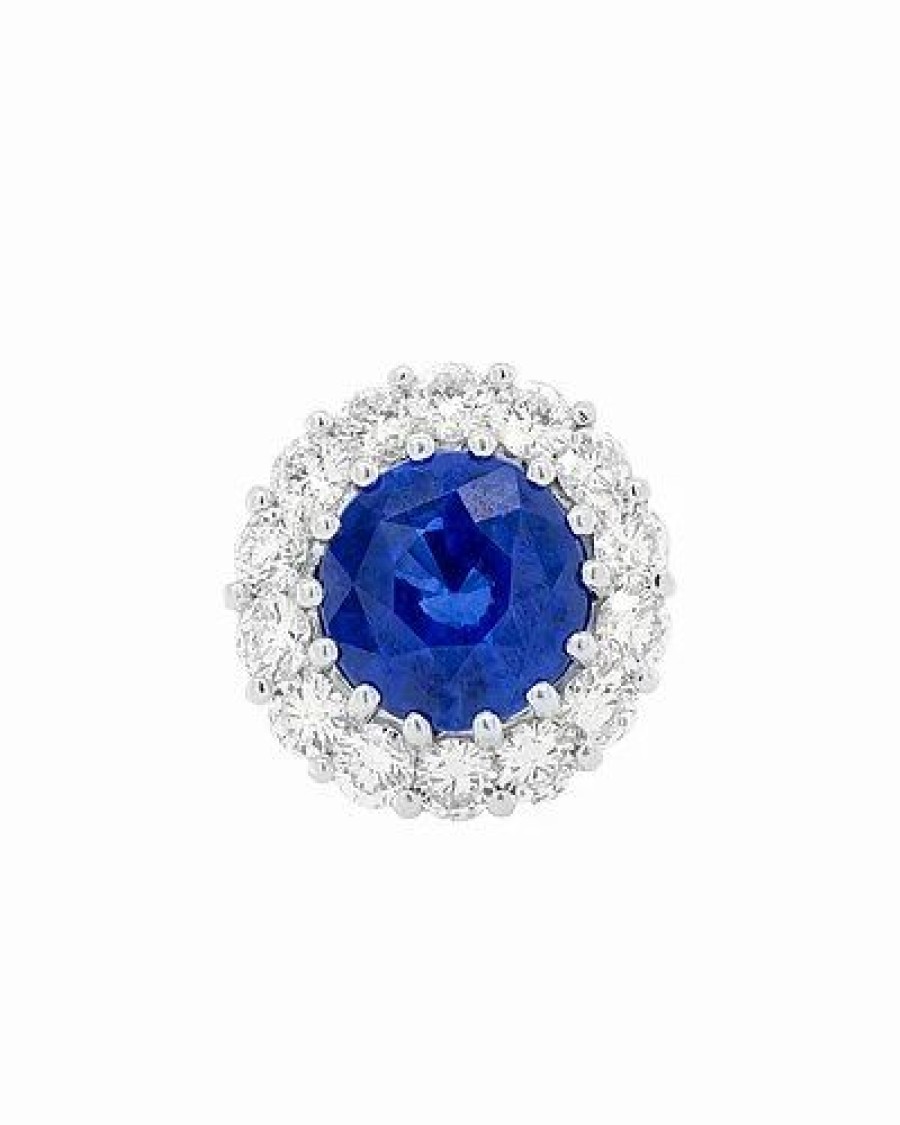 Rings * | Diana M. Fine Jewelry Platinum 9.32 Ct. Tw. Diamond & Sapphire Half-Eternity Ring Women