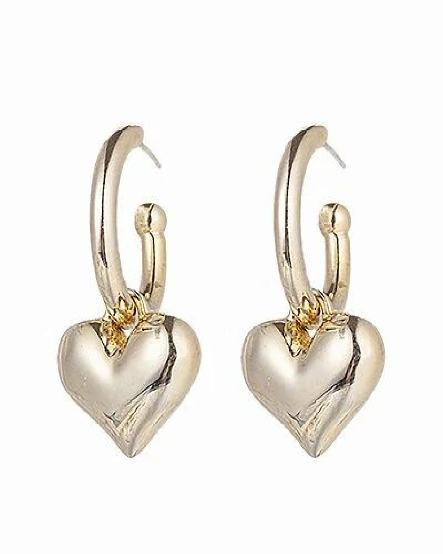 Earrings * | Eye Candy La Uxe Collection 24K Plated Cz Cindy Mini Heart Earrings Women