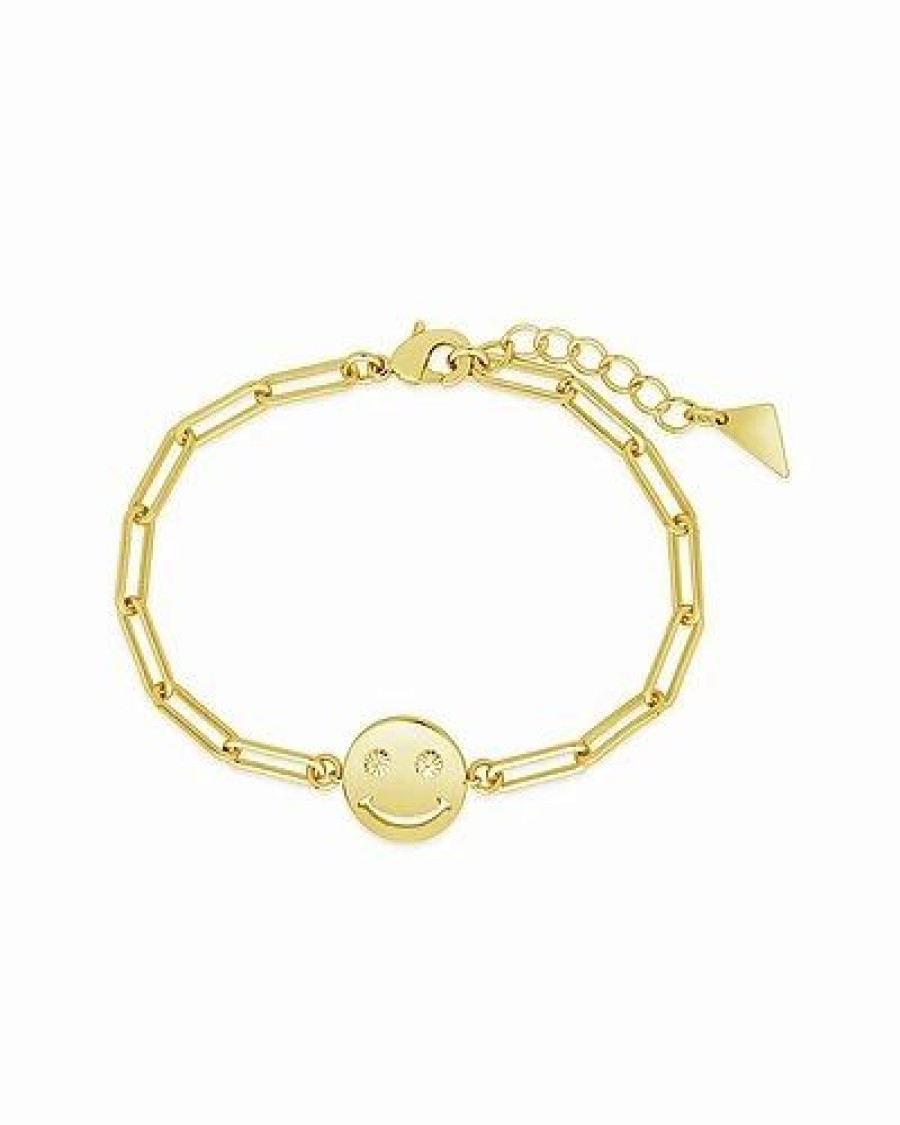 Bracelets * | Sterling Forever 14K Plated Smile Charm Bracelet Women