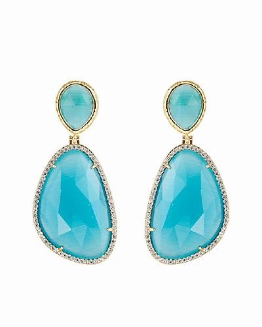 Earrings * | Eye Candy La Os Angeles The Luxe Collection 14K Plated Blue Onyx Earrings Women