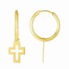 Earrings * | 14K Italian Gold Cross Earrings Women