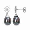 Earrings * | Rina Limor Silver White Topaz 8-9Mm Pearl Earrings Women