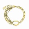 Bracelets * | Sterling Forever 14K Plated Polished Carabiner Bracelet Women