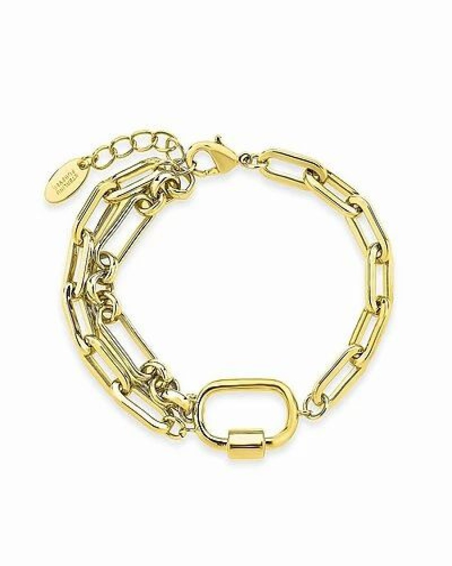 Bracelets * | Sterling Forever 14K Plated Polished Carabiner Bracelet Women