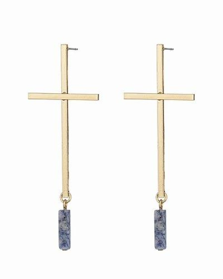 Earrings * | Eye Candy La Pis Double Cross Drop Earrings Women