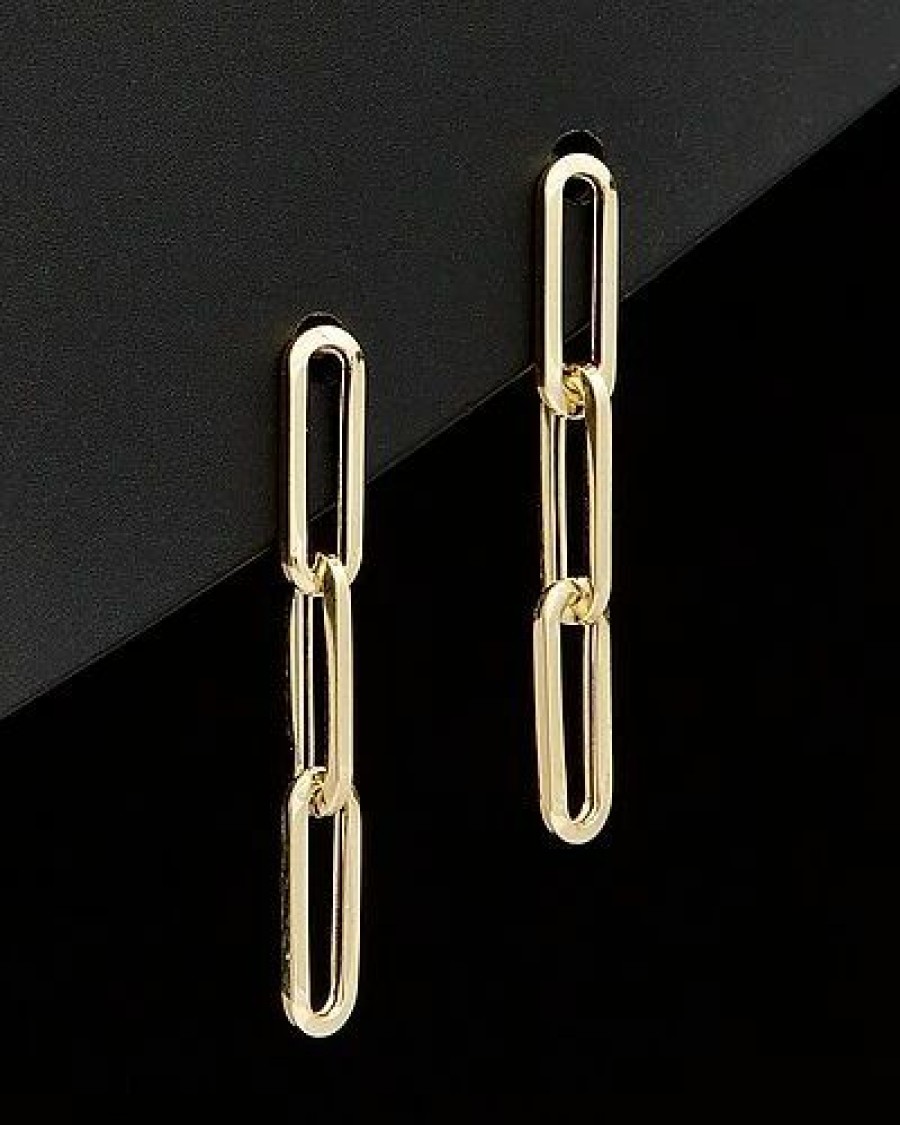 Earrings * | 14K Italian Gold Paperclip Drop Earrings Women