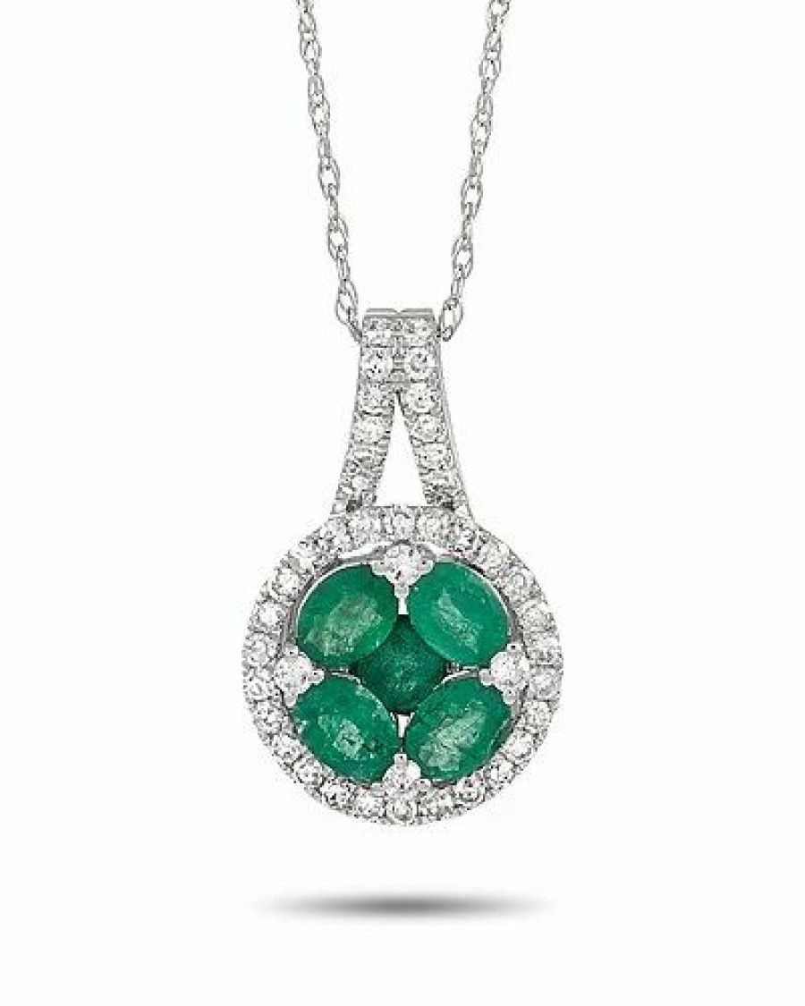 Necklaces * | Diamond Select Cuts 14K 0.25 Ct. Tw. Diamond & Emerald Necklace Women