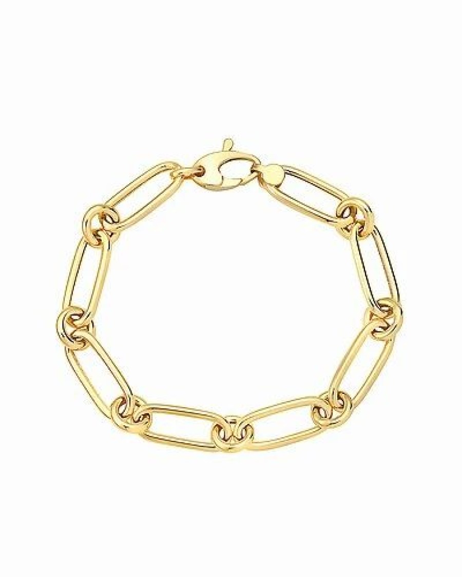 Bracelets * | 14K Italian Gold Oval Link Chain Bracelet Women