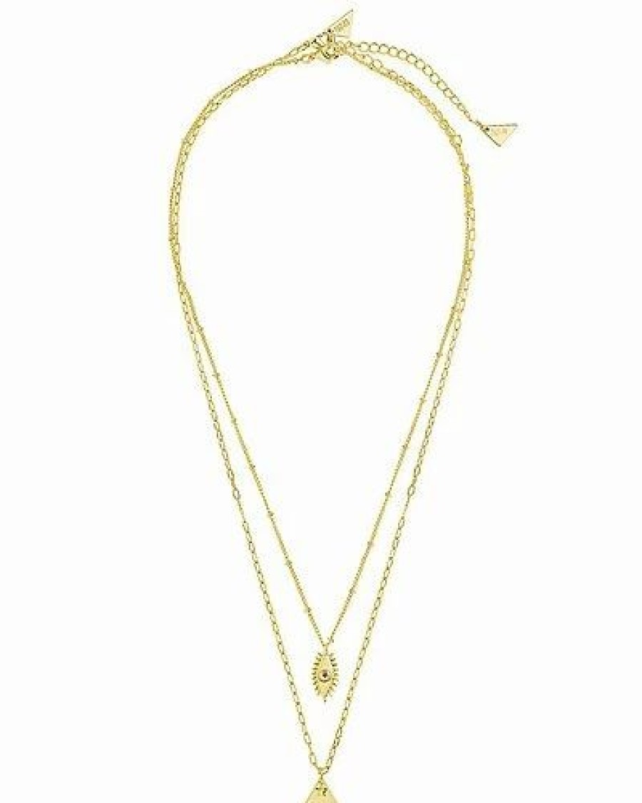 Necklaces * | Sterling Forever 14K Plated Cz Evil Eye Layered Set Of 2 Necklace Women