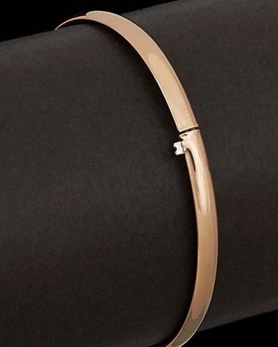 Bracelets * | 14K Italian Rose Gold Hinged Bangle Women