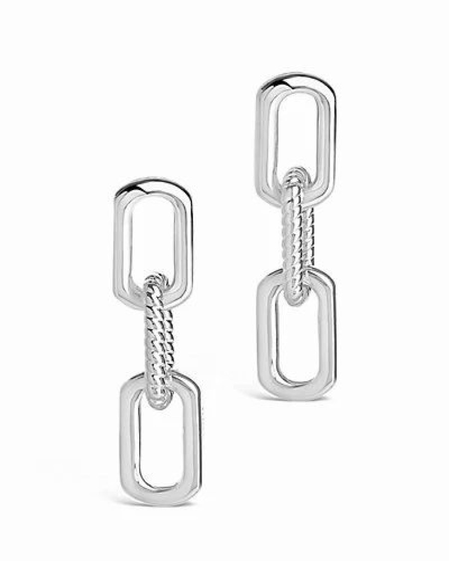 Earrings * | Sterling Forever Rhodium Plated Triple Link Dangle Earrings Women