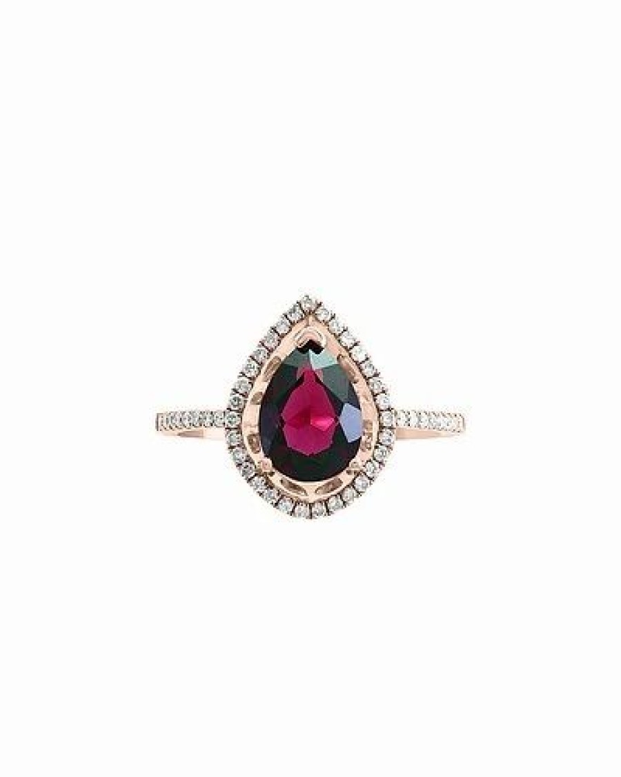 Rings * | Effy Fine Jewelry 14K Rose Gold 1.46 Ct. Tw. Diamond & Rhodolite Ring Women