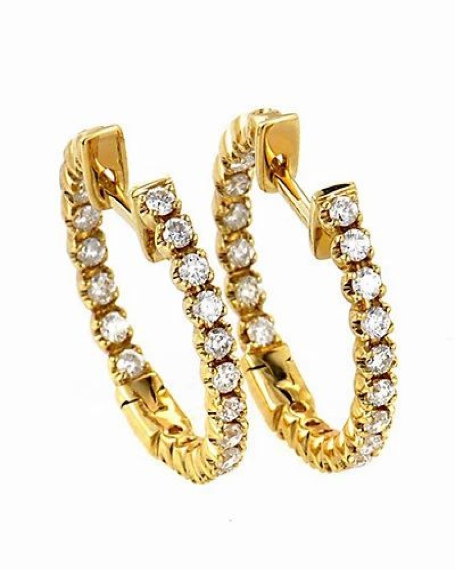 Earrings * | Diamond Select Cuts 14K Yellow Gold Diamond Hoops Women