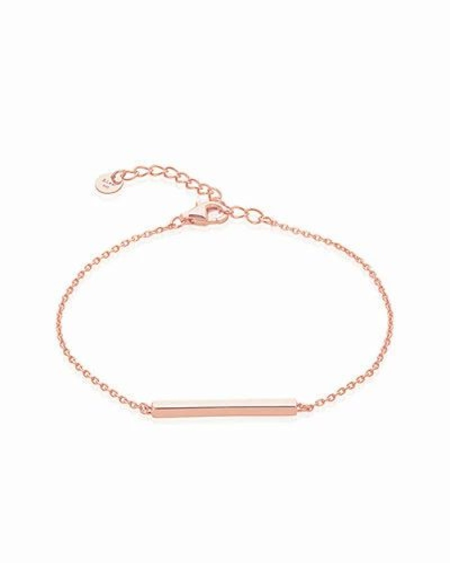 Bracelets * | Sterling Forever 14K Rose Gold Plated Bar Bracelet Women