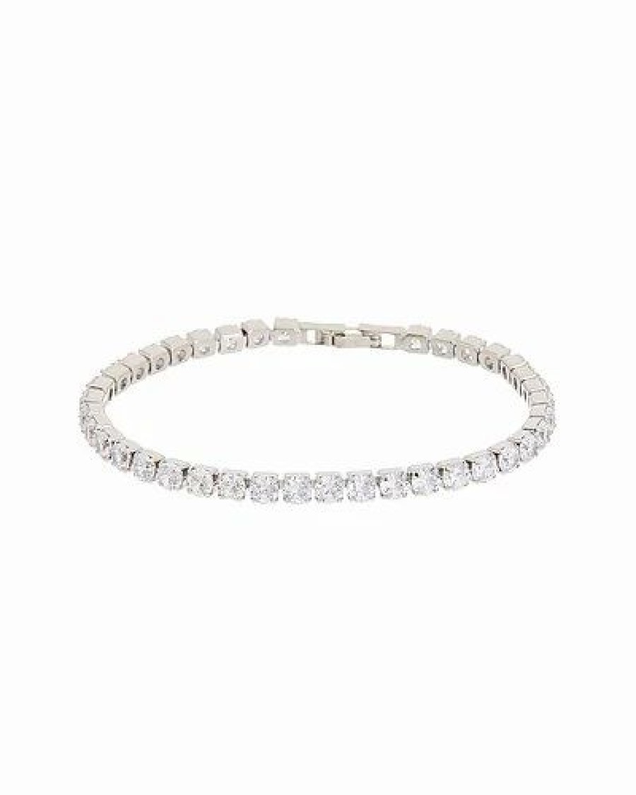 Bracelets * | Kenneth Jay Lane Silver Plated Crystal Tennis Bracelet Women