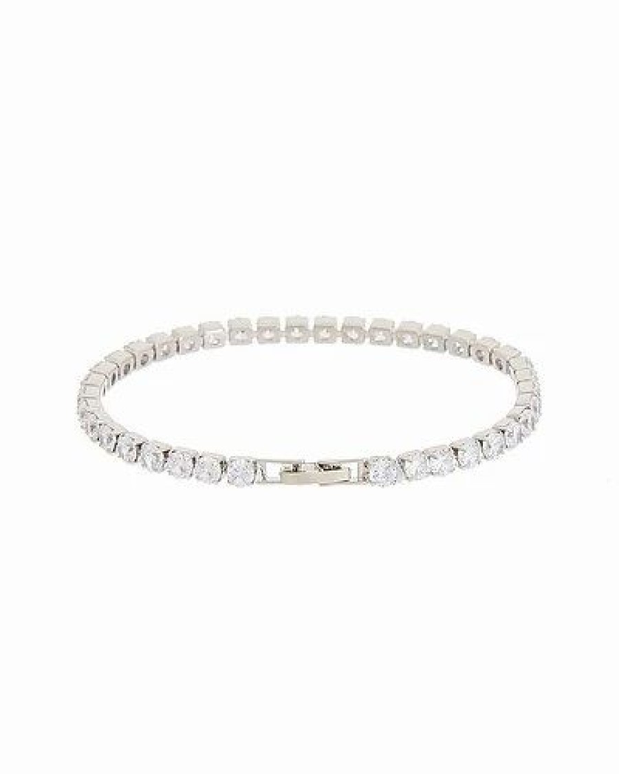 Bracelets * | Kenneth Jay Lane Silver Plated Crystal Tennis Bracelet Women