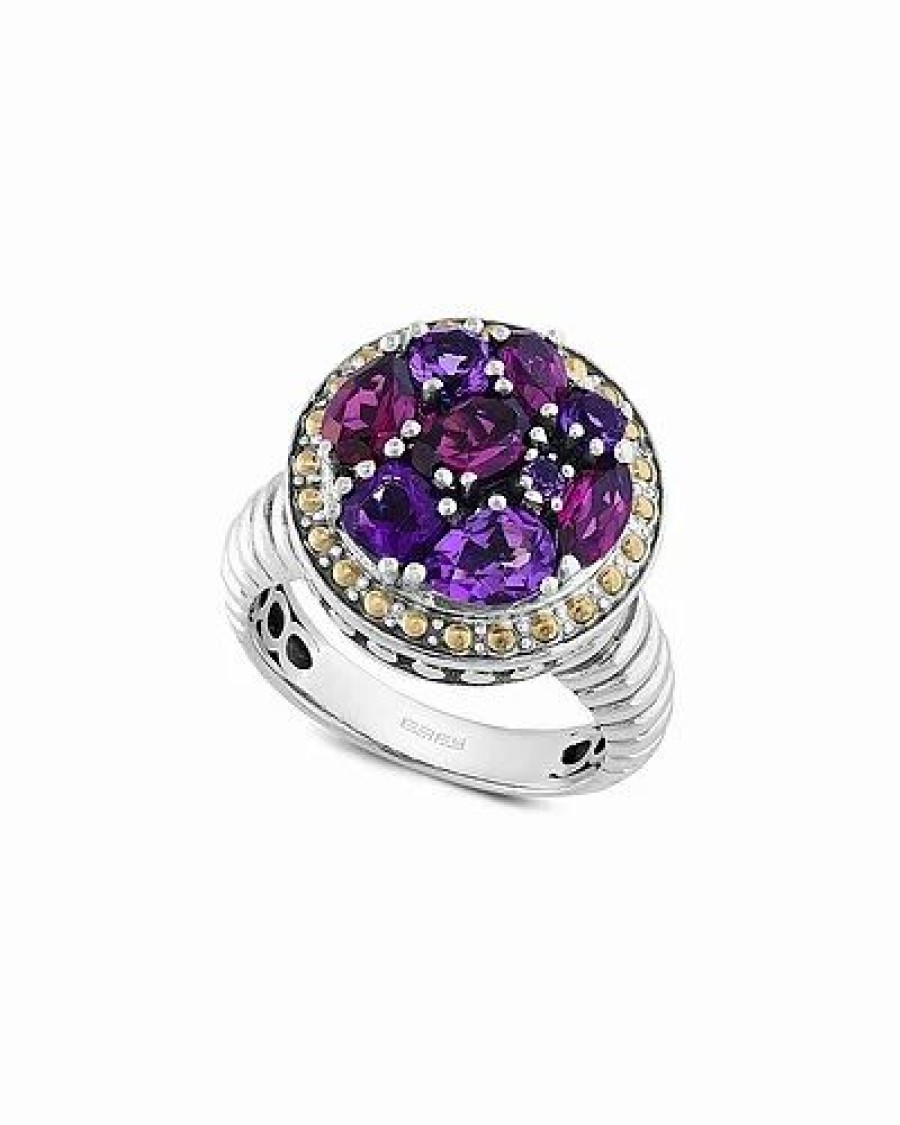 Rings * | Effy Fine Jewelry Silver & 18K 2.54 Ct. Tw. Amethyst & Rhodolite Statement Ring Women