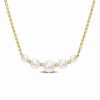 Necklaces * | Rina Limor 18K Over Silver White Topaz 4.5-8Mm Pearl Necklace Women