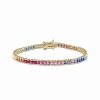 Bracelets * | Diamond Select Cuts Gold Over Silver Cz Tennis Bracelet Women