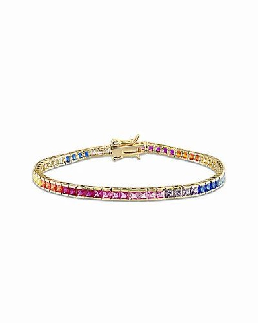 Bracelets * | Diamond Select Cuts Gold Over Silver Cz Tennis Bracelet Women