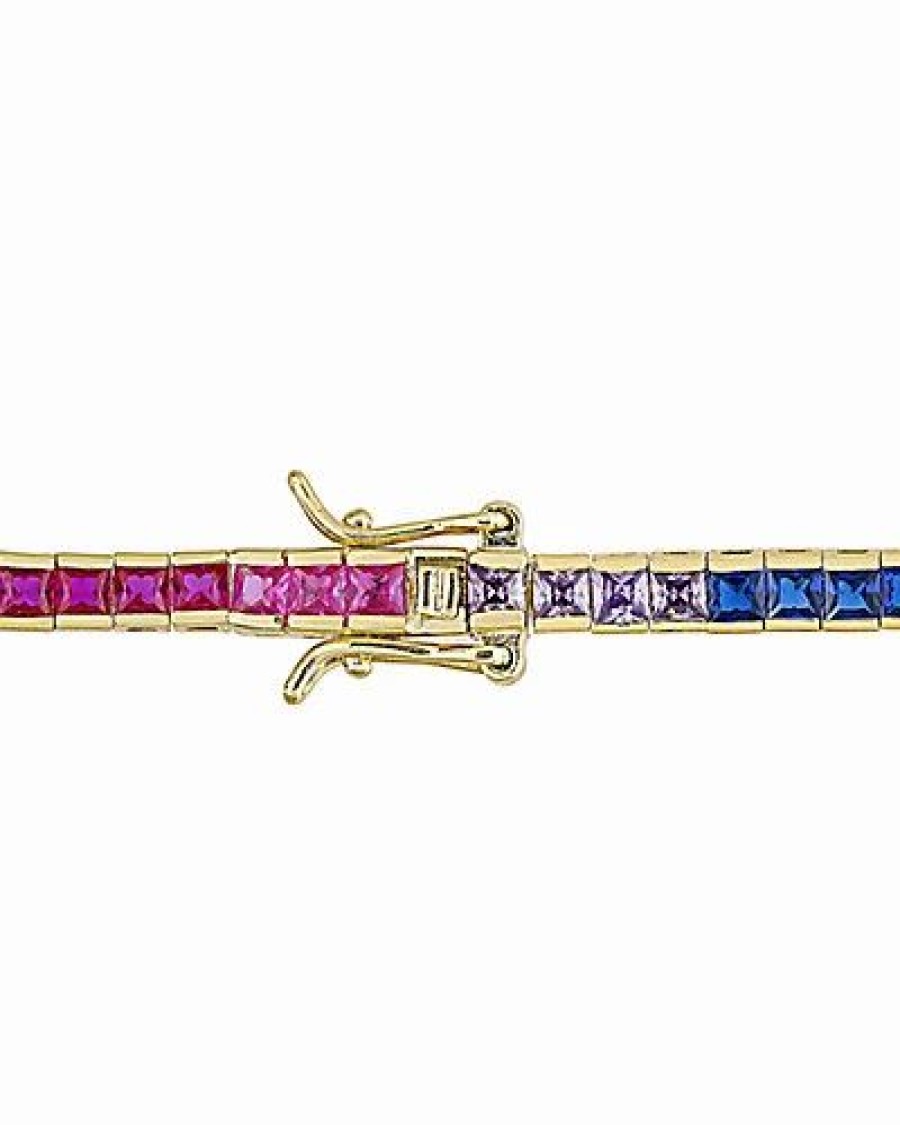 Bracelets * | Diamond Select Cuts Gold Over Silver Cz Tennis Bracelet Women