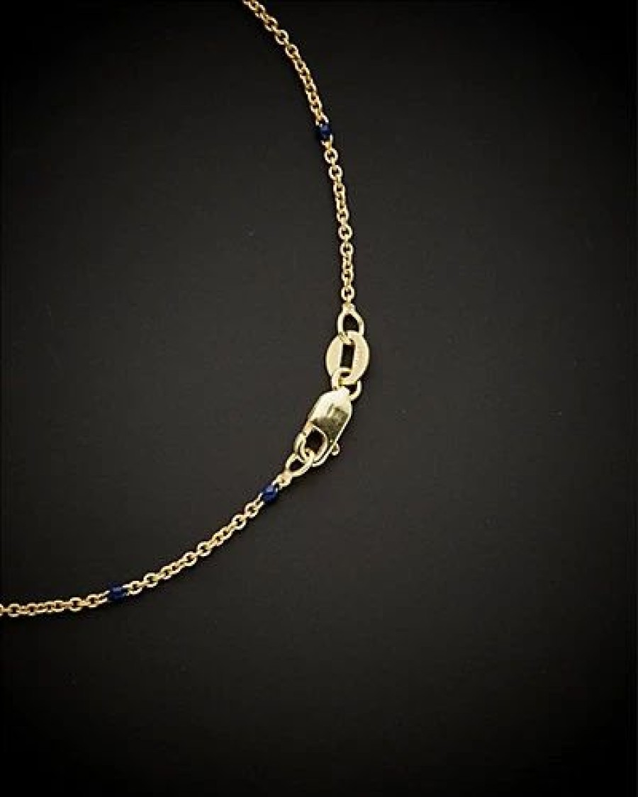 Bracelets * | 14K Italian Gold Blue Enamel Anklet Women