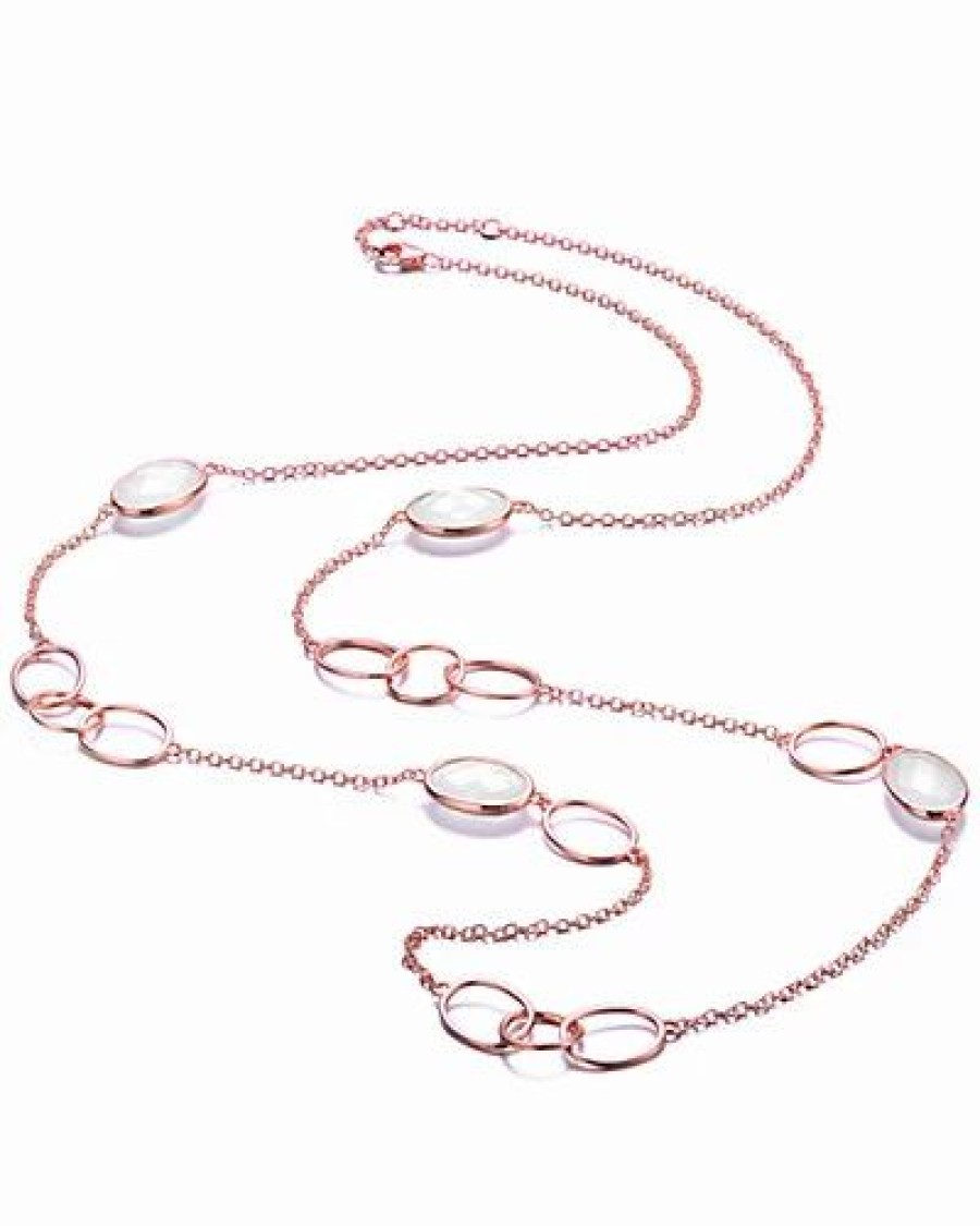 Necklaces * | Genevive 14K Rose Gold Vermeil Cz 30In Necklace Women