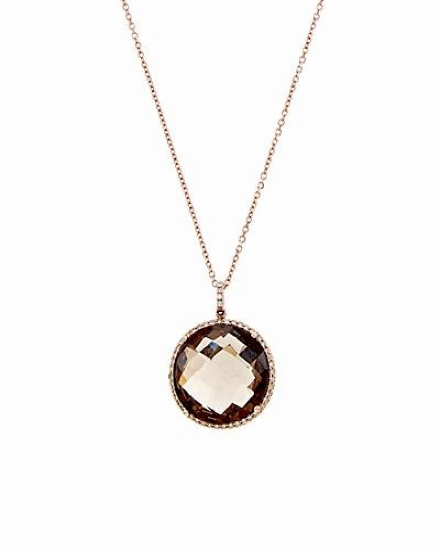 Pins * | Diana M. Fine Jewelry 14K Rose Gold 11.16 Ct. Tw. Diamond & Topaz Necklace Women