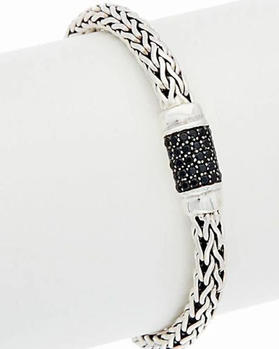 Bracelets * | Phillip Gavriel Silver Black Sapphire Woven Bracelet Women