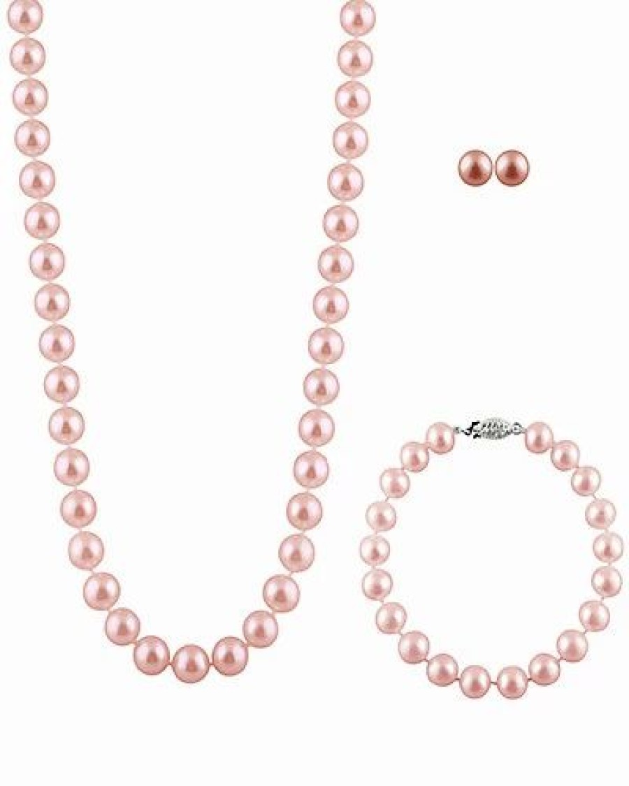 Necklaces * | Splendid Pearls Ver 7-7.5Mm Freshwater Pearl Bracelet, Earrings, & Necklace Set Women