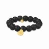 Bracelets * | Jane Basch 14K Onyx Dangling Heart Initial Bracelet (A-Z) Women