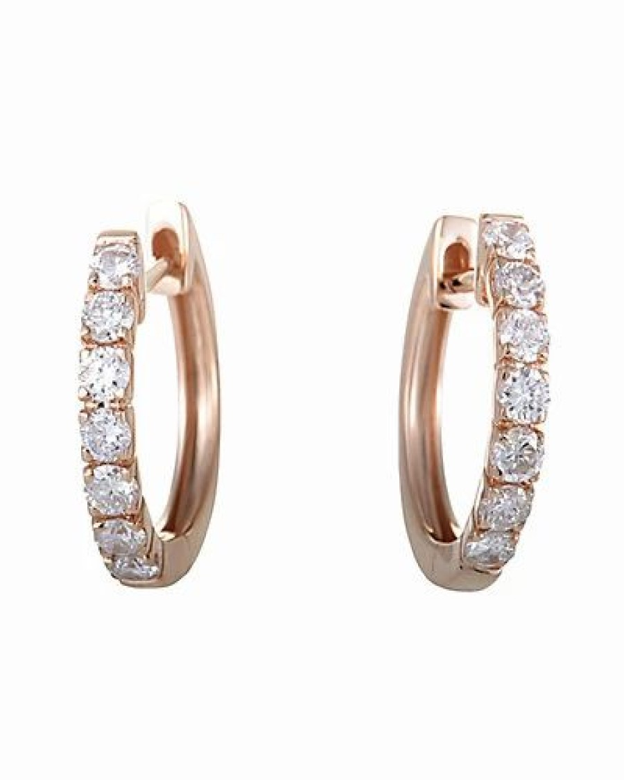 Earrings * | Diamond Select Cuts 14K Rose Gold 0.50 Ct. Tw. Diamond Hoops Women