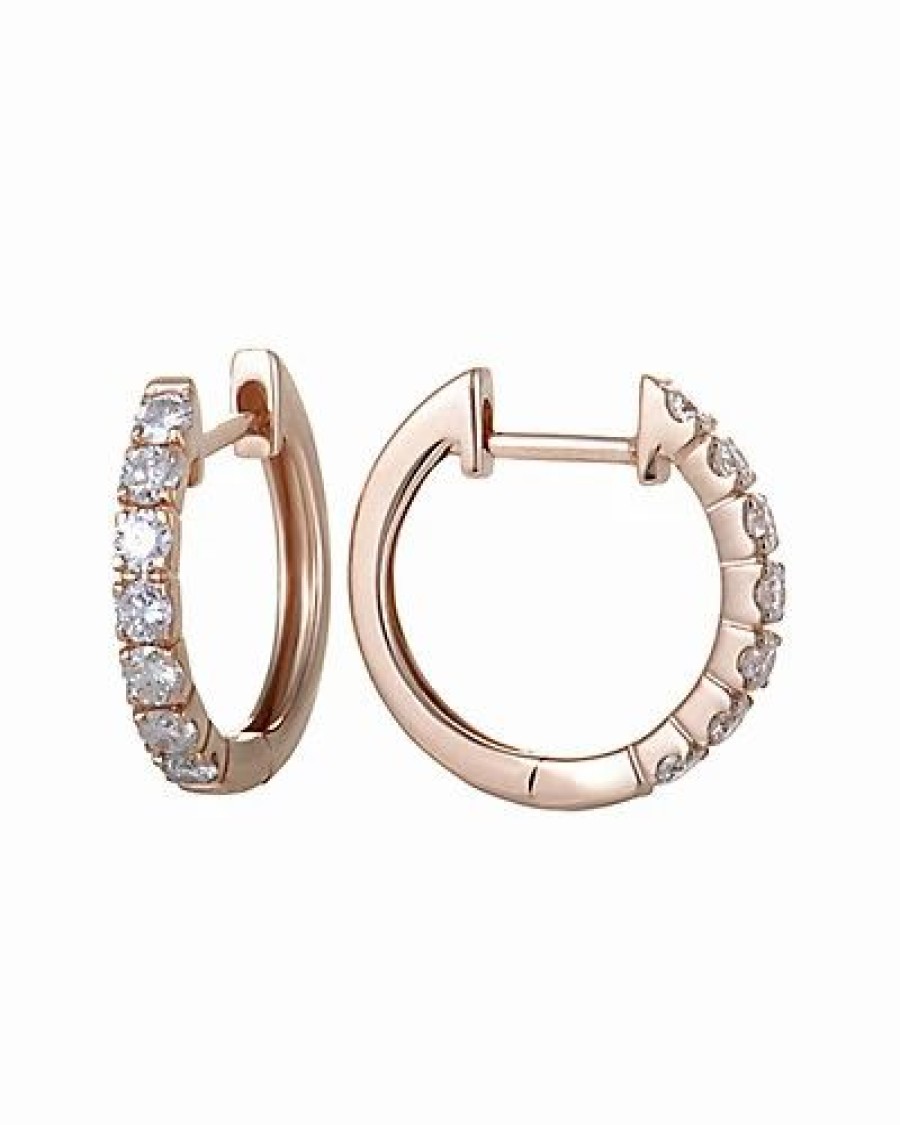 Earrings * | Diamond Select Cuts 14K Rose Gold 0.50 Ct. Tw. Diamond Hoops Women