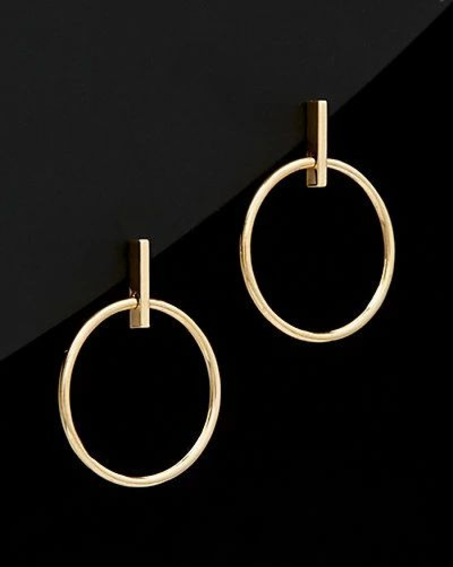 Earrings * | 14K Italian Gold Circle Drop Earrings Women