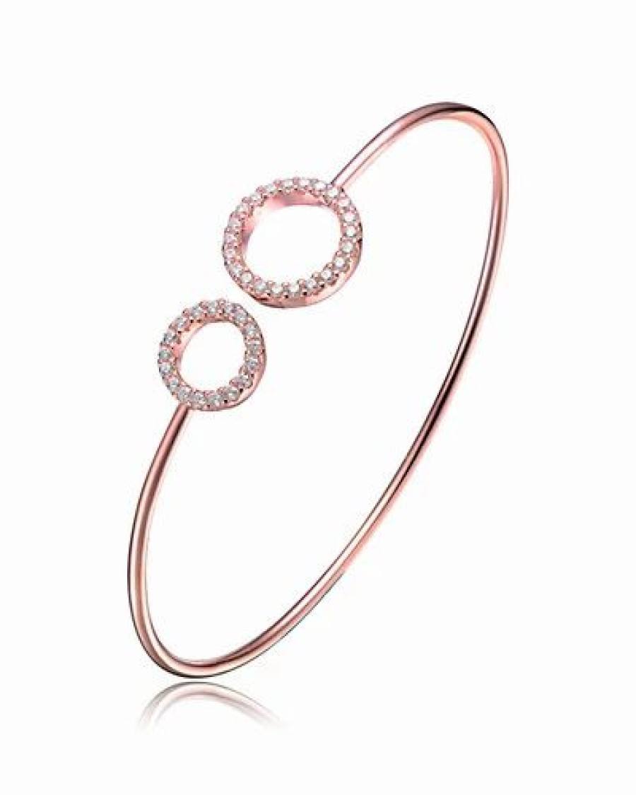 Bracelets * | Genevive 18K Rose Gold Vermeil Cz Cuff Women