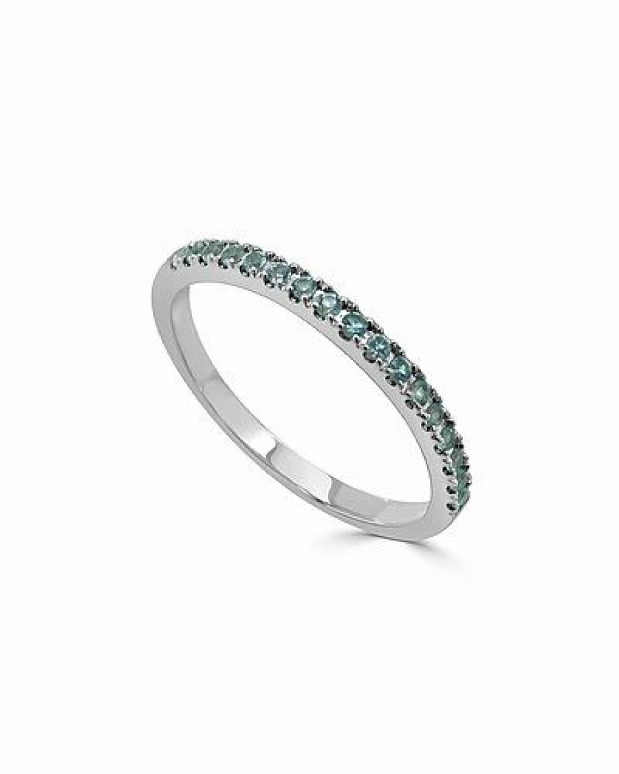 Rings * | Sabrina Designs 14K 0.17 Ct. Tw. Aquamarine Stackable Half-Eternity Birthstone Ring Women