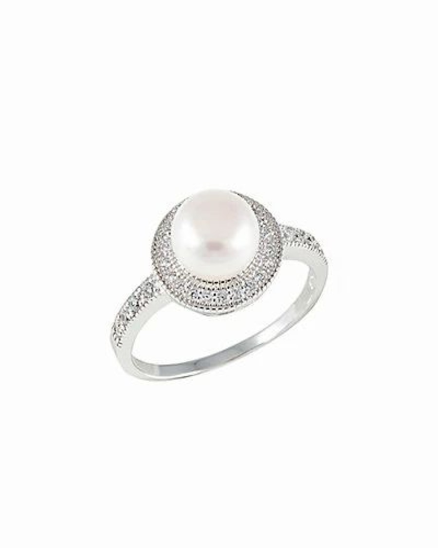 Rings * | Splendid Pearls Ver 7-8Mm Freshwater Pearl & Cz Ring Women