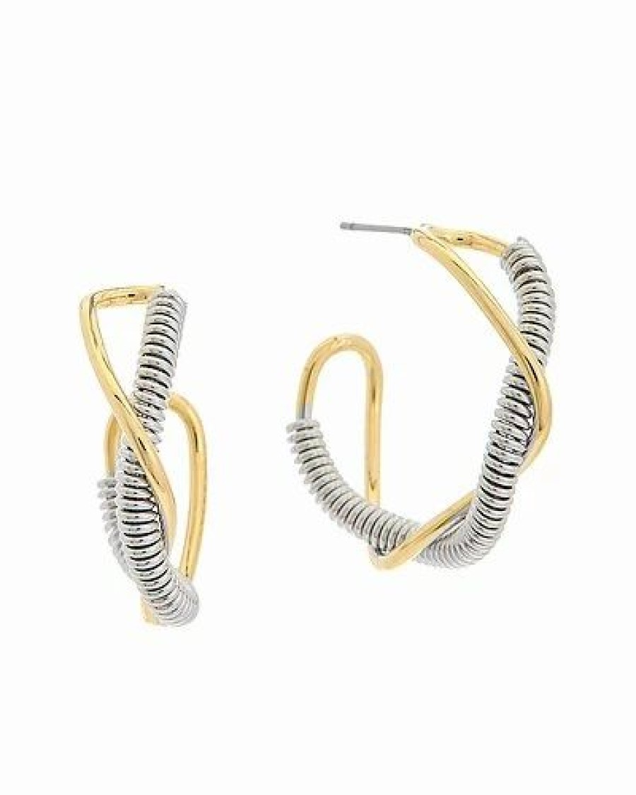 Earrings * | Juvell 18K Two-Tone Plated Twisted Hoops Women