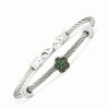 Bracelets * | Gemstones Silver 0.17 Ct. Tw. Diamond & Green Garnet Bangle Bracelet Women