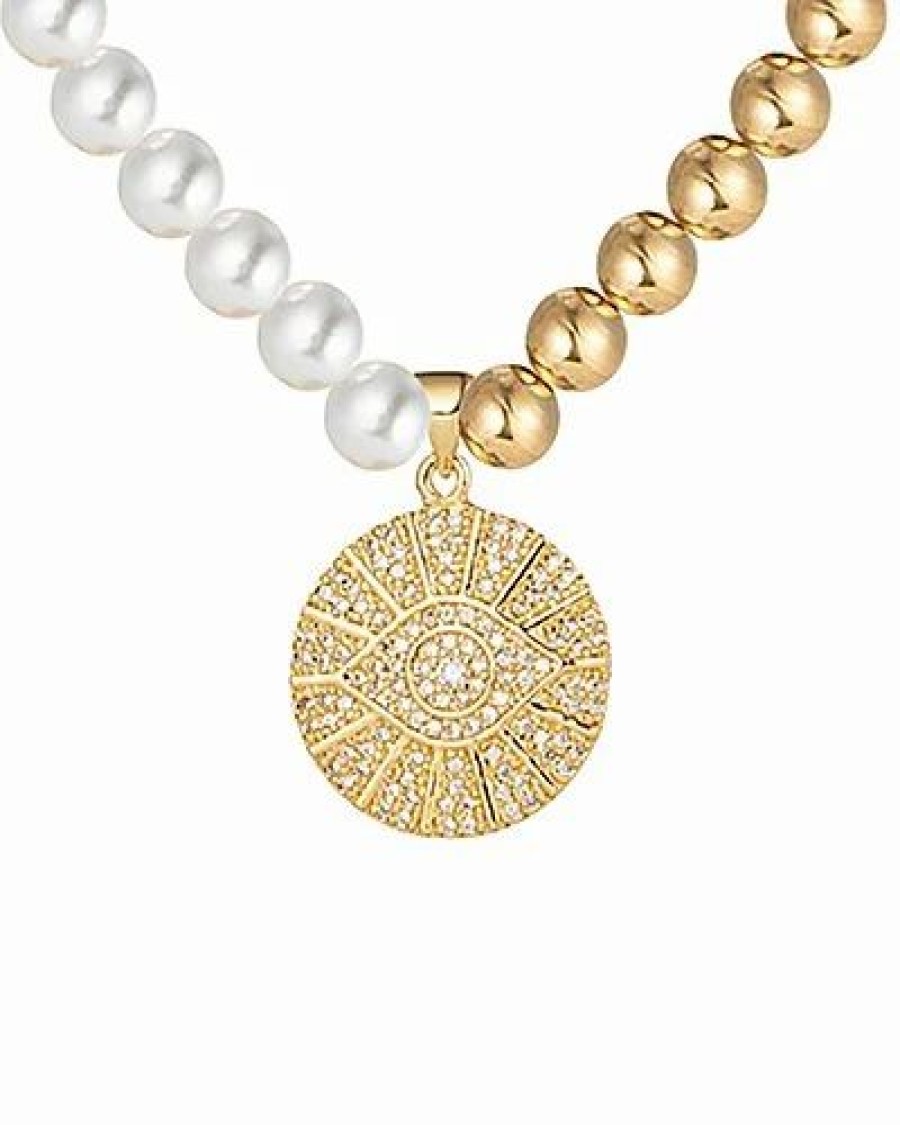 Necklaces * | Eye Candy La Uxe 2Mm Pearl Cz Eliza Necklace Women