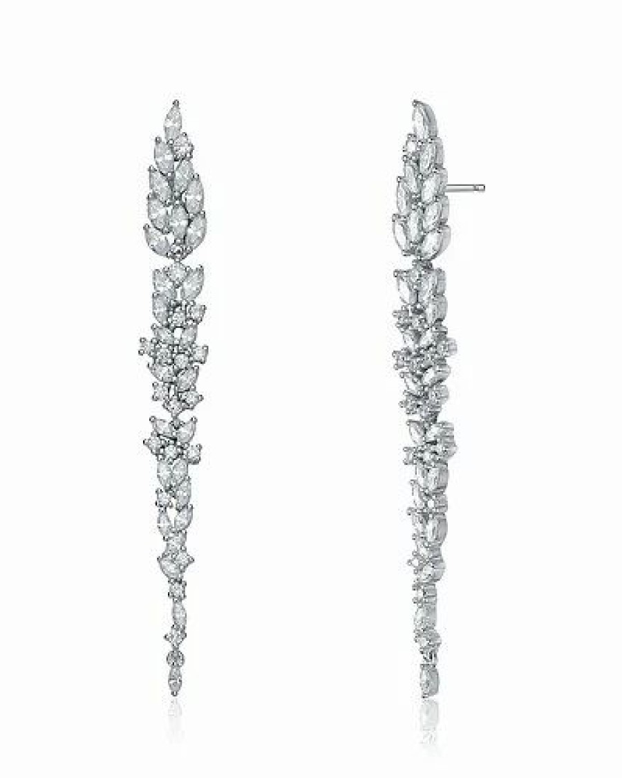 Earrings * | Genevive Silver Cz Earrings Women