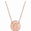 Necklaces * | Jane Basch 14K Rose Gold Diamond Initial Disc Necklace (A-Z) Women