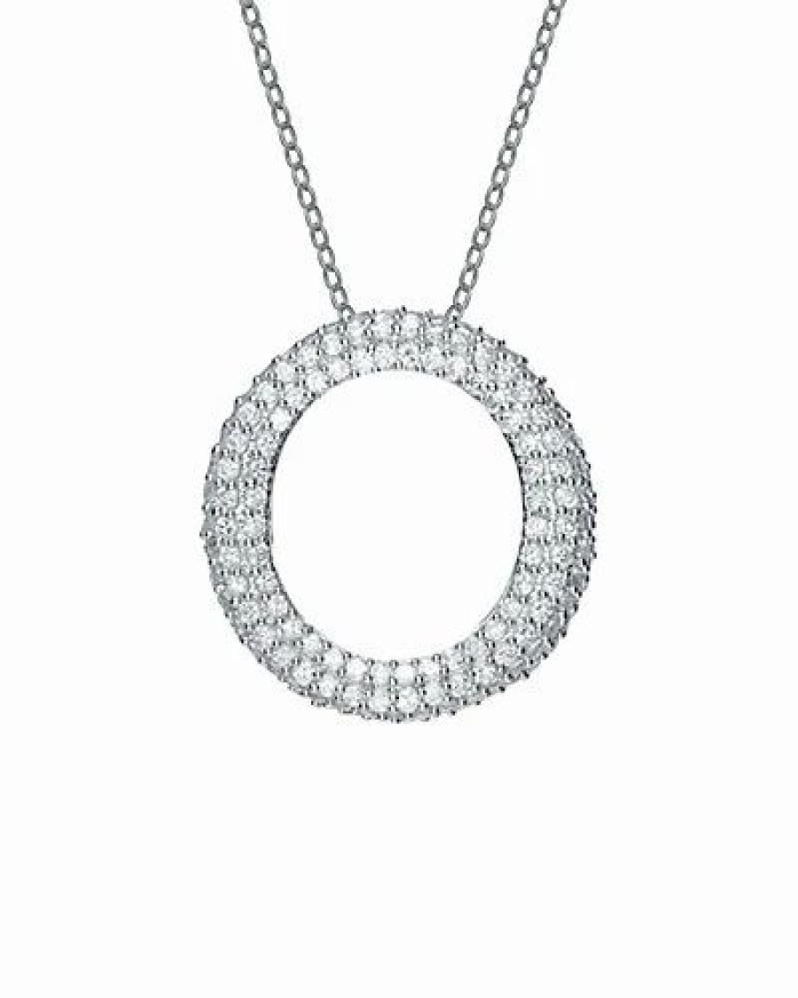 Necklaces * | Genevive Silver Cz Circle Necklace Women