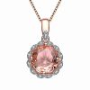 Necklaces * | Genevive 14K Rose Gold Vermeil Cz Necklace Women