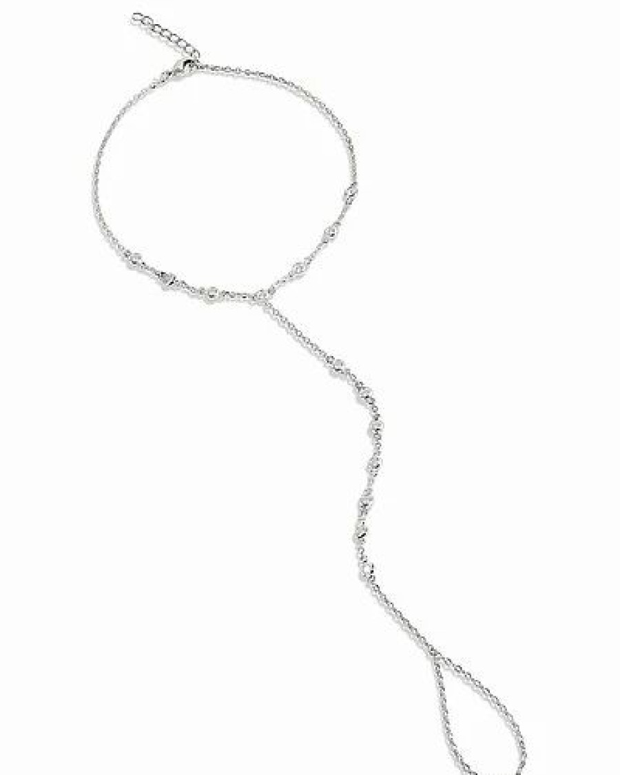 Bracelets * | Savvy Cie Rhodium Plated Cz Toe Anklet Women