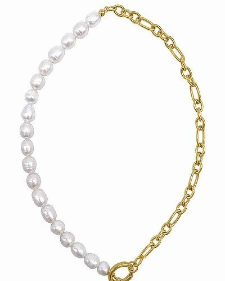 Necklaces * | Adornia 14K Plated 10Mm Pearl Half & Half Necklace Women