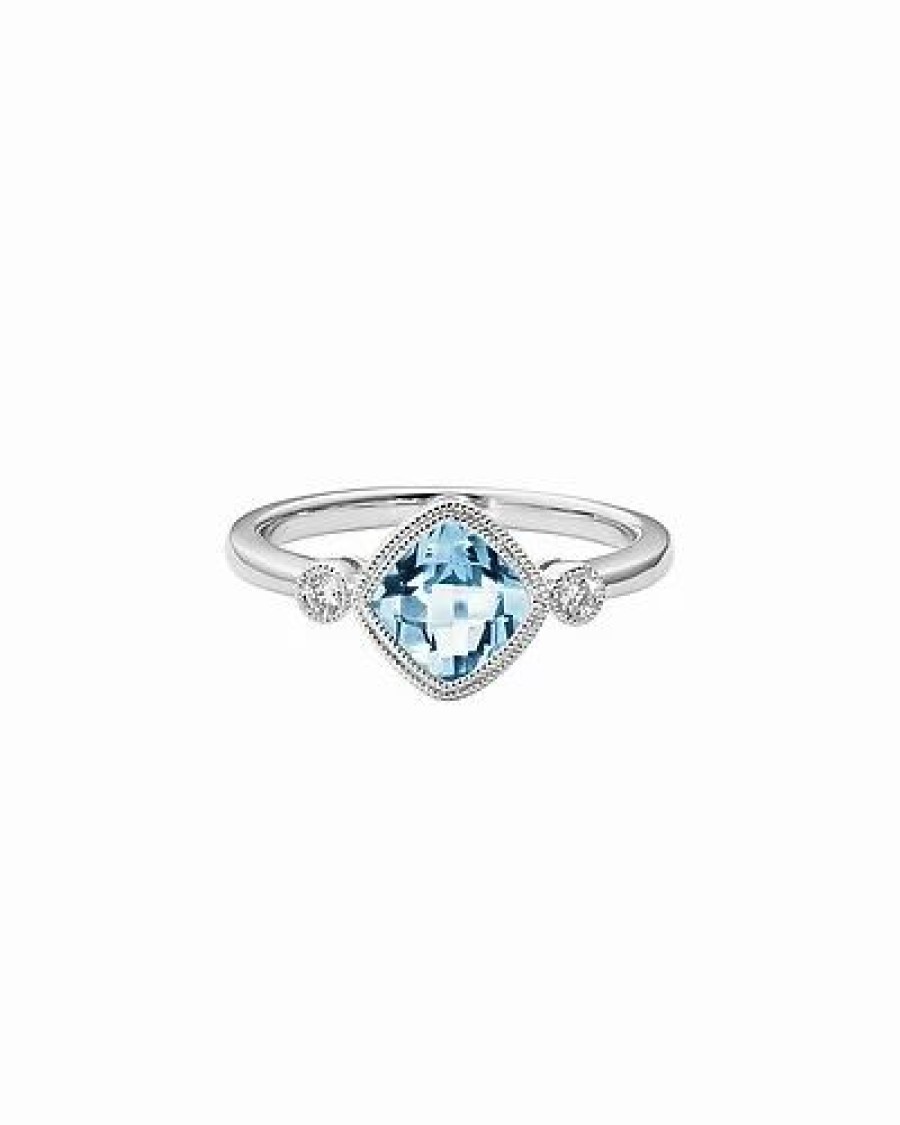 Rings * | Diamond Select Cuts 14K 0.95 Ct. Tw. Diamond & Aquamarine Ring Women