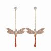 Earrings * | Eye Candy La 14K Plated Cz Dragonfly Drop Earrings Women