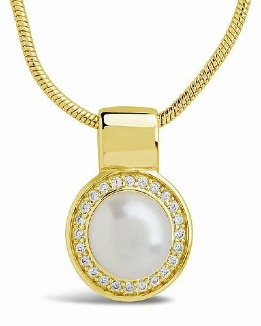 Necklaces * | Sterling Forever 14K Plated 8Mm Pearl Cz Idalia Pendant Necklace Women